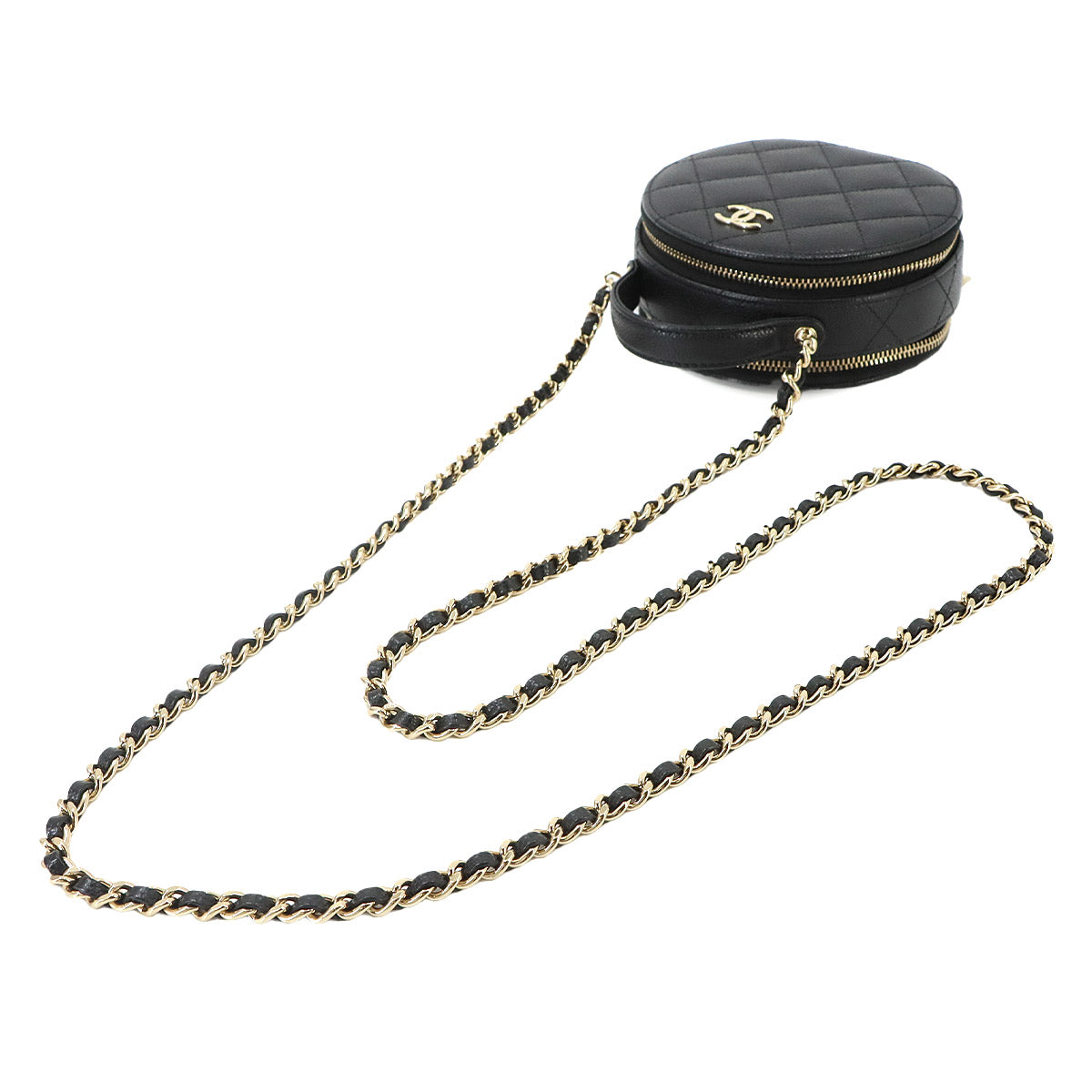 Matelasse Small Vanity Hand Shoulder Bag Leather Black AP2502