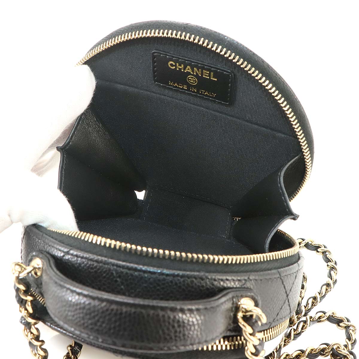 Matelasse Small Vanity Hand Shoulder Bag Leather Black AP2502
