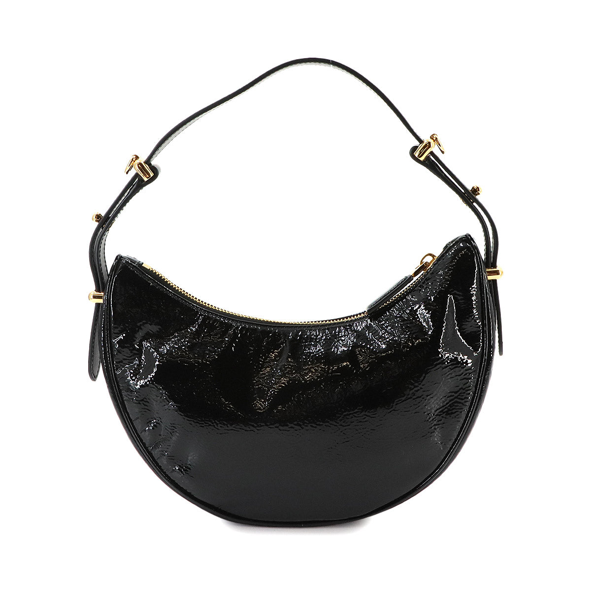 Arque Small Hand Shoulder Bag Patent Leather Black 1BC194 Purse