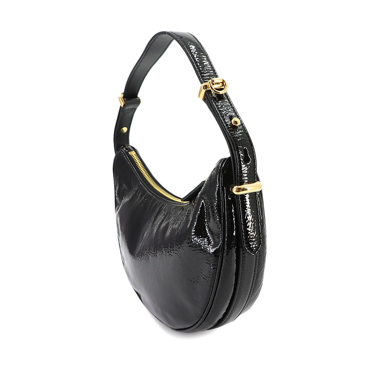 Arque Small Hand Shoulder Bag Patent Leather Black 1BC194 Purse