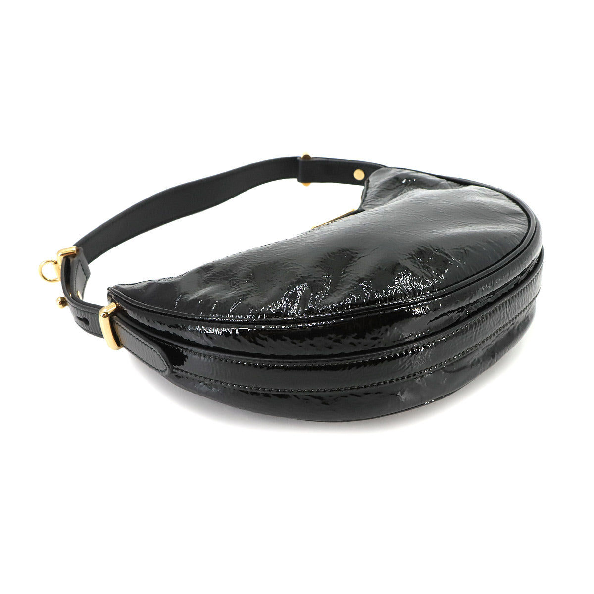 Arque Small Hand Shoulder Bag Patent Leather Black 1BC194 Purse