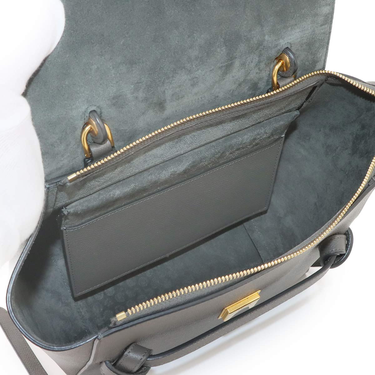 Belt Bag Micro Hand Shoulder Bag Leather Gray 189153
