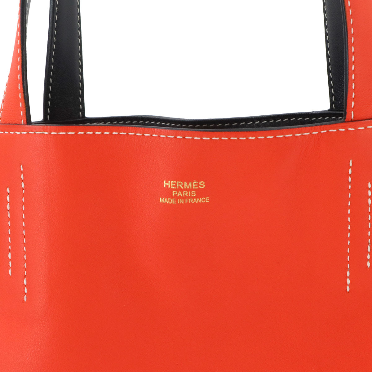 Double Sens 28 Reversible Tote Bag Veau Sikkim Orange Black