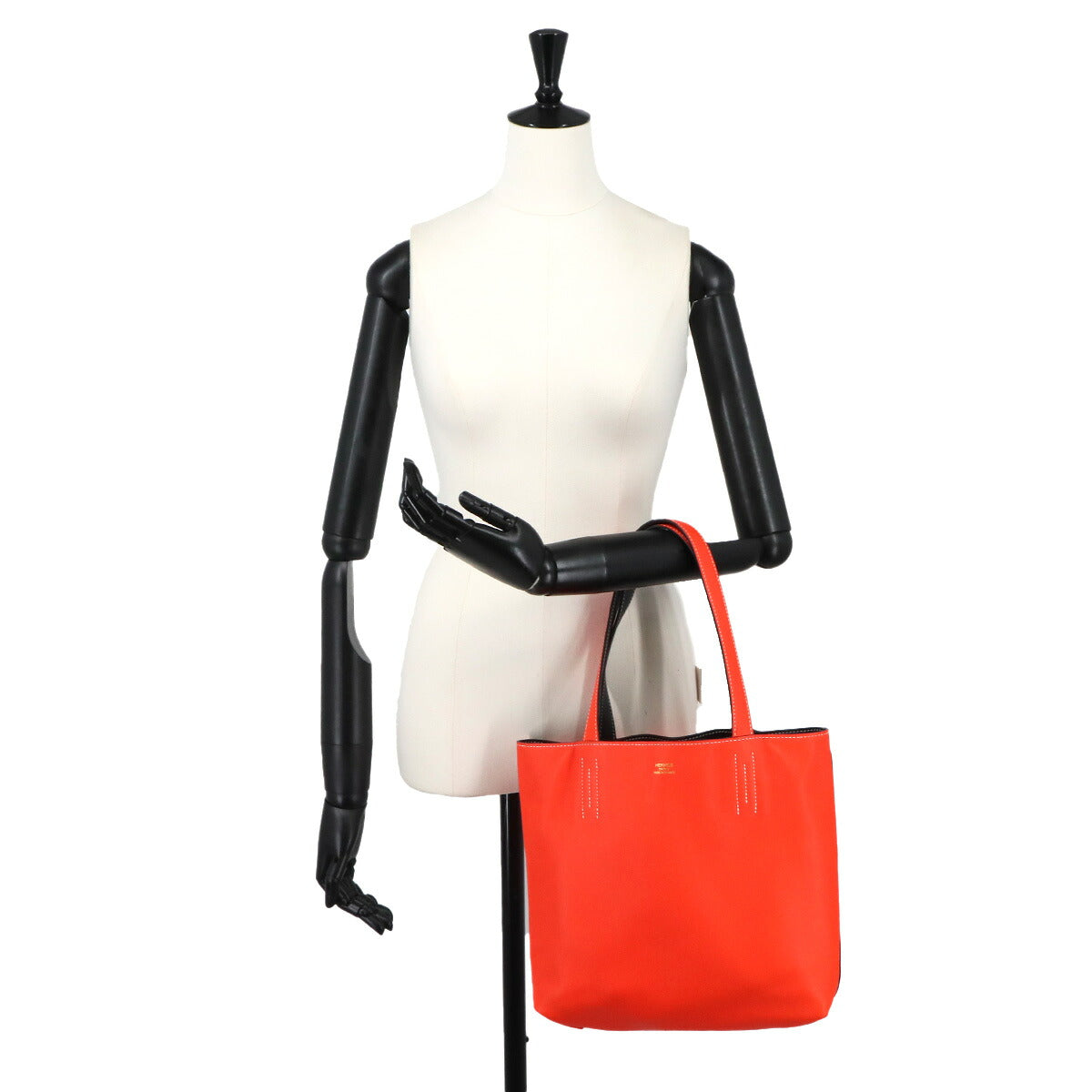 Double Sens 28 Reversible Tote Bag Veau Sikkim Orange Black