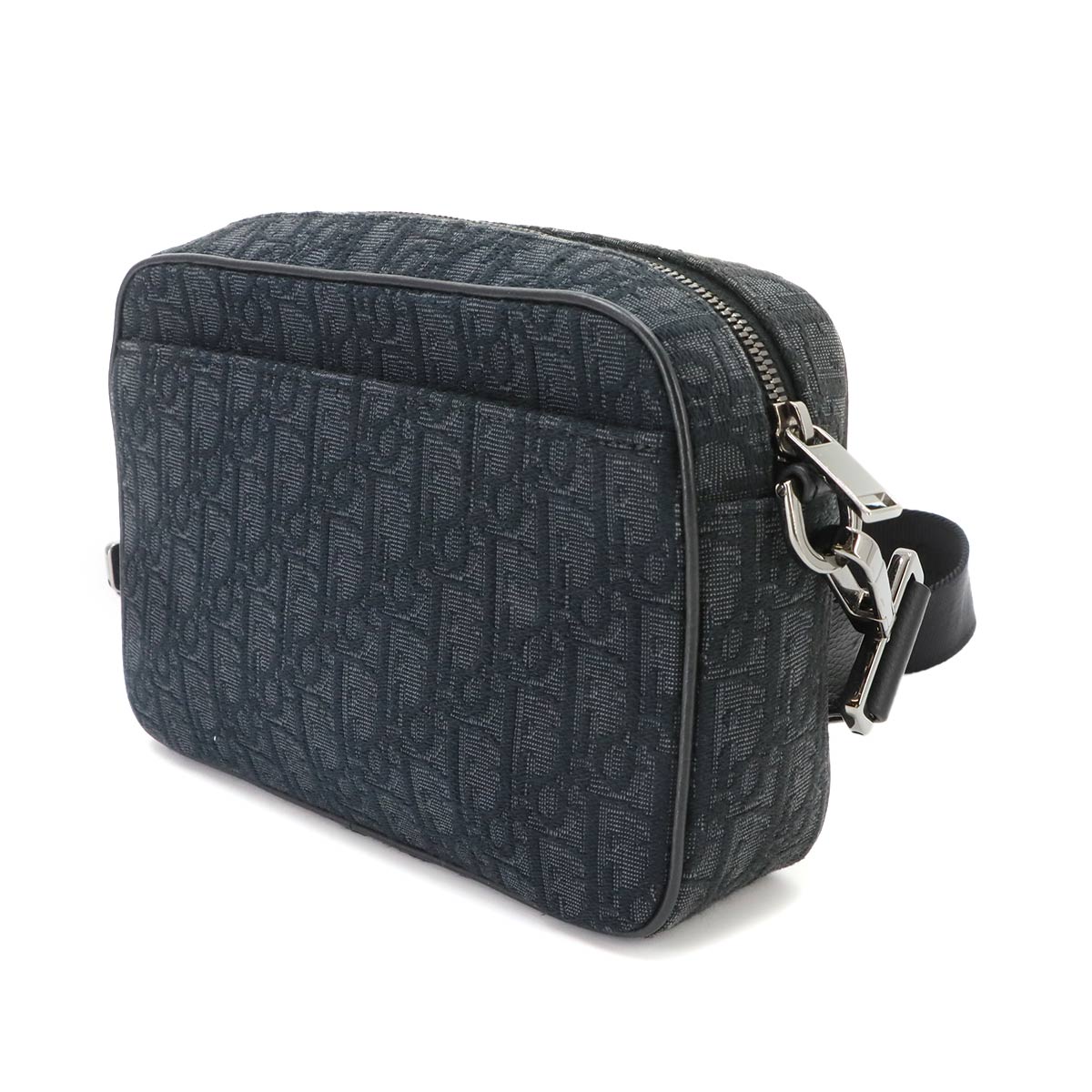 Oblique Safari Shoulder Bag Canvas Leather Black