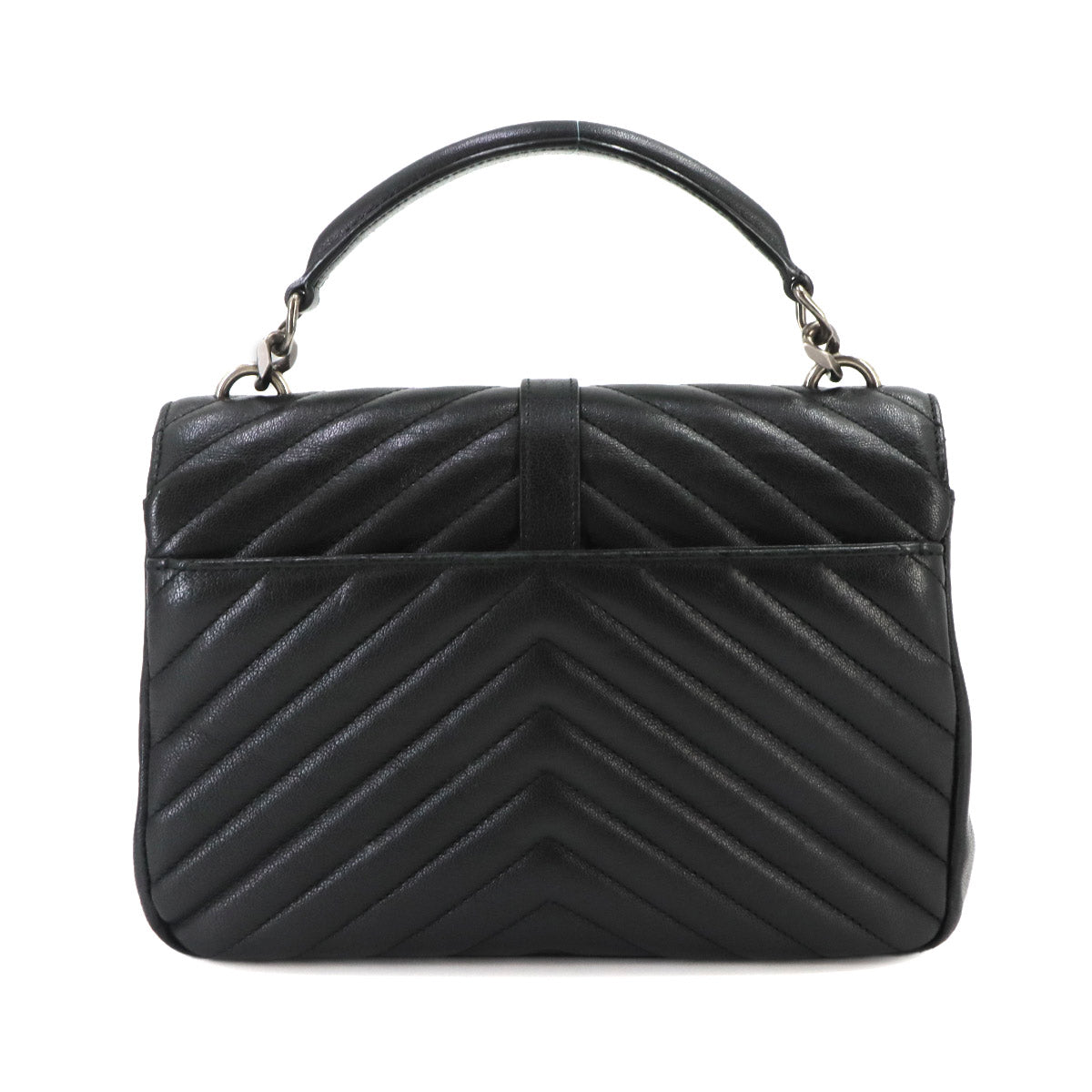 College 2way Hand Chain Shoulder Bag Leather Black 487213