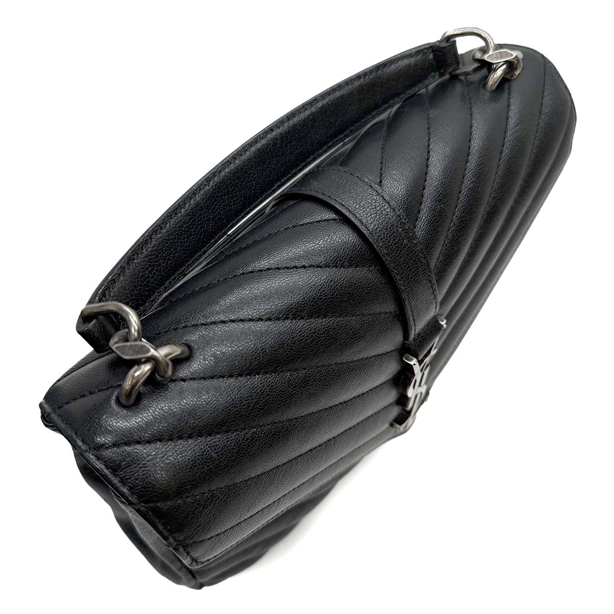College 2way Hand Chain Shoulder Bag Leather Black 487213