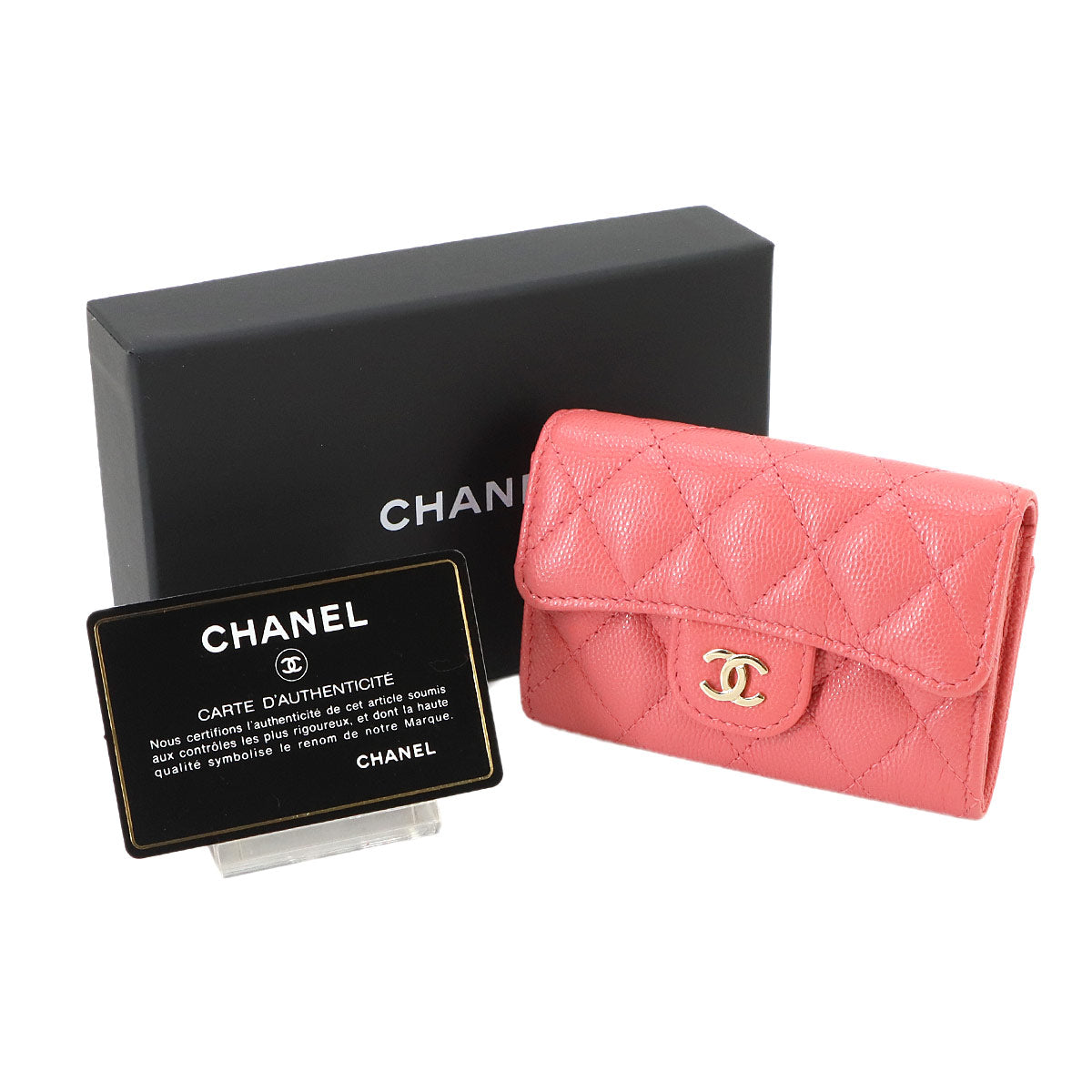 Matelasse Card Case Leather Black AP0214 Accessory