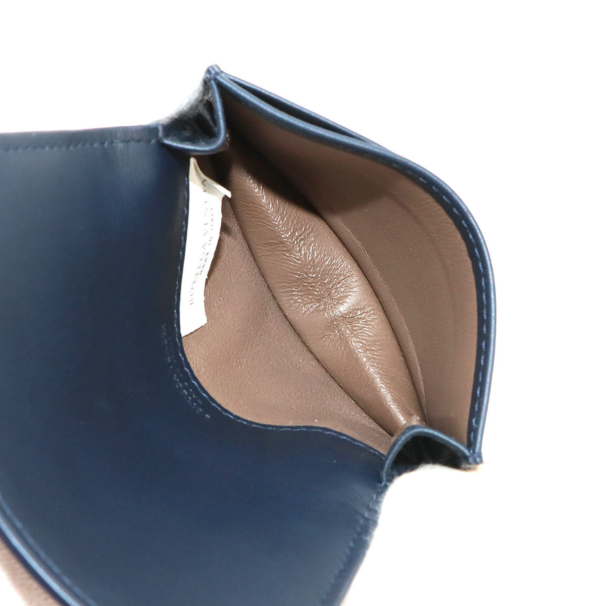 Intrecciato Card Case Leather Navy