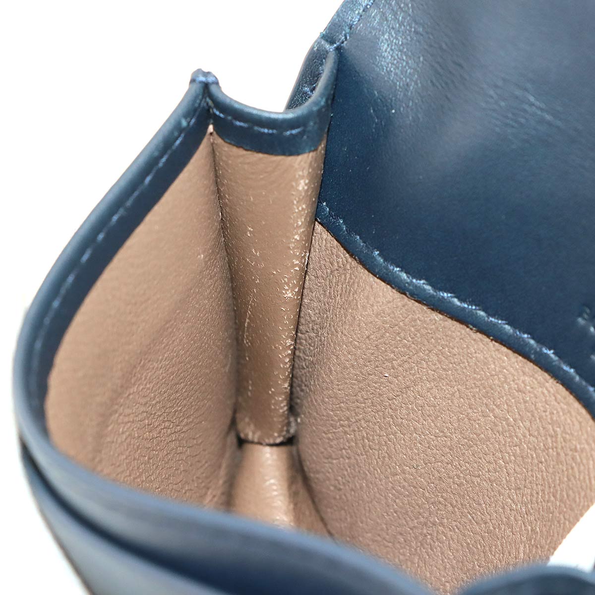 Intrecciato Card Case Leather Navy
