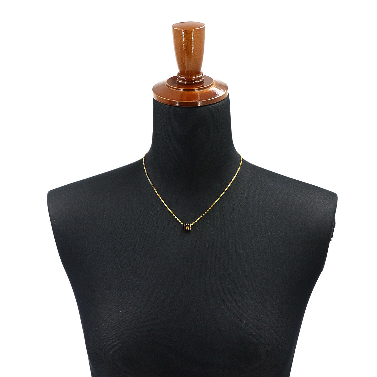 Mini Pop H Chain Necklace Black Gold Accessory