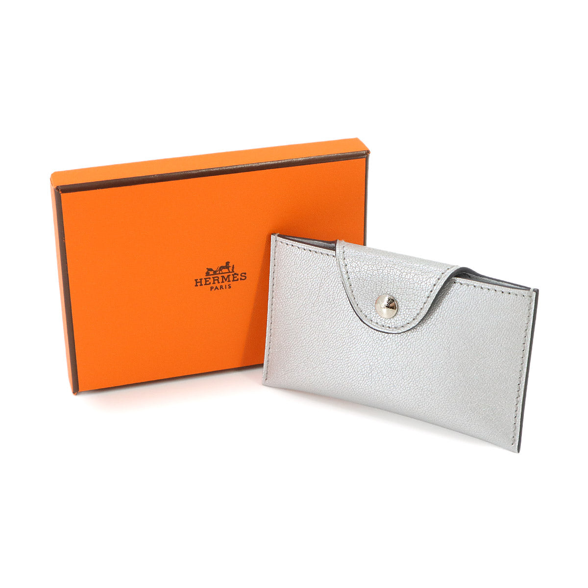 Iliade Card Case Chevre Argente Purse