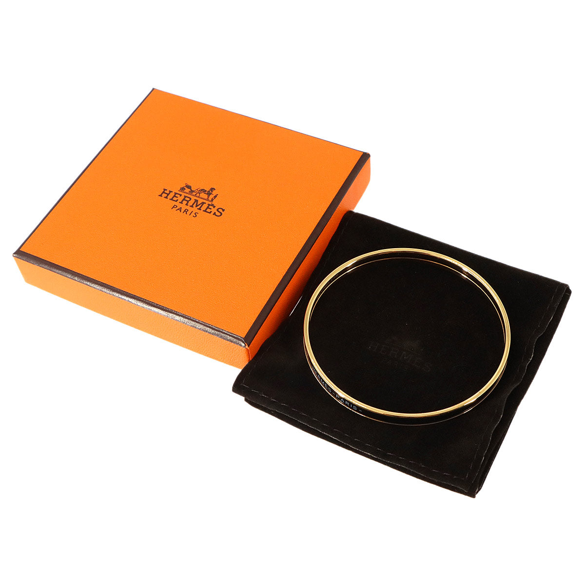 Uni Enamel Bangle Bracelet Black Gold Accessory