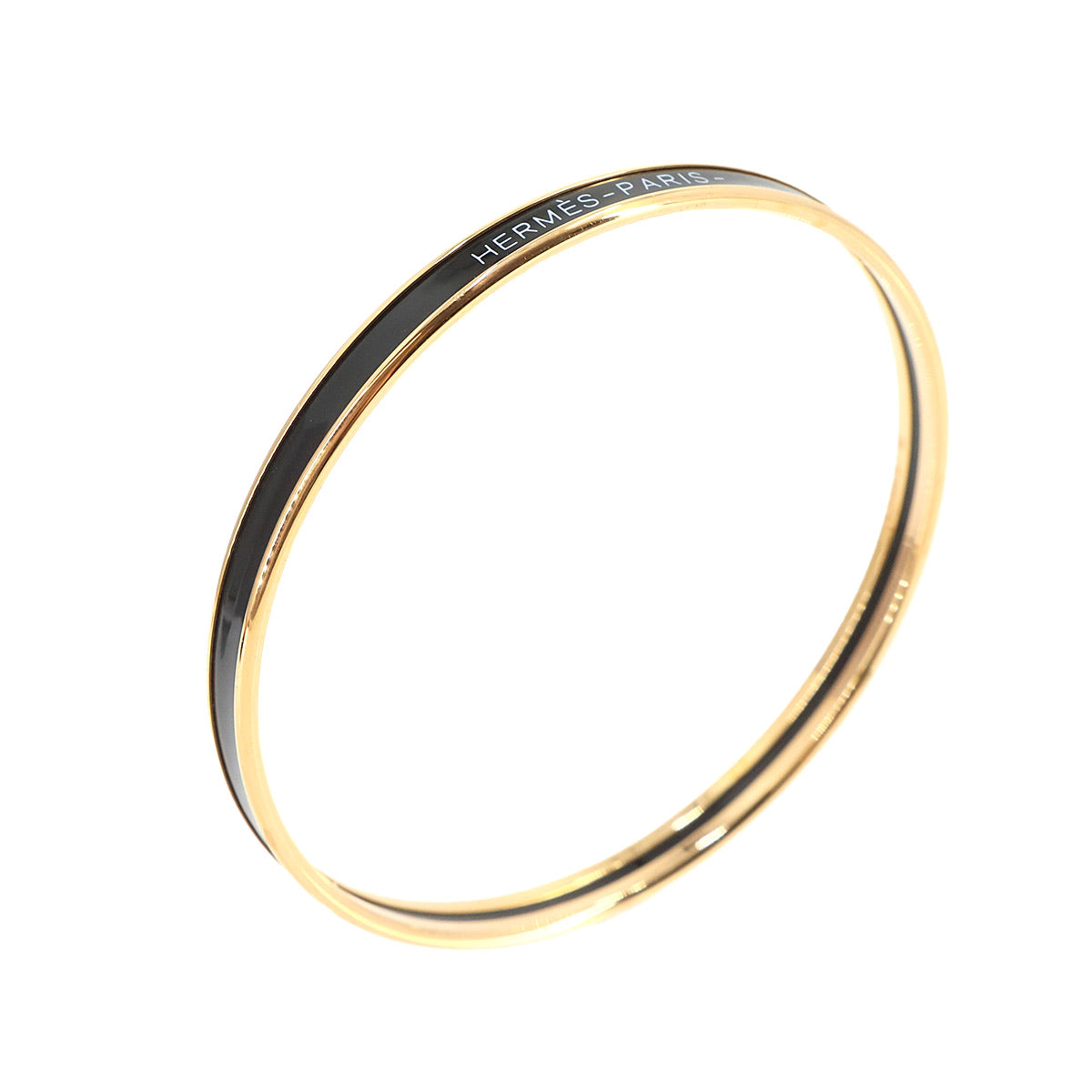 Uni Enamel Bangle Bracelet Black Gold Accessory