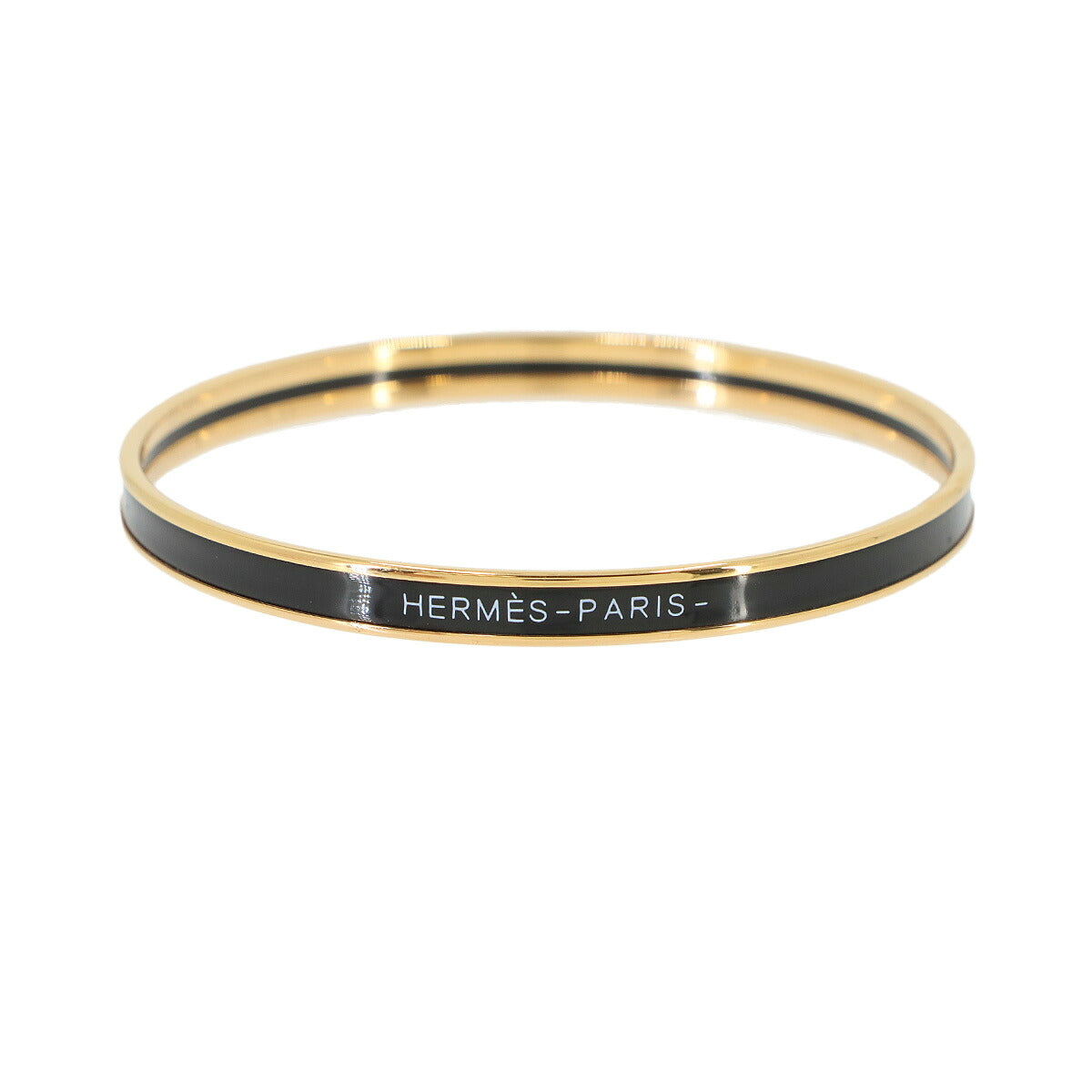 Uni Enamel Bangle Bracelet Black Gold Accessory
