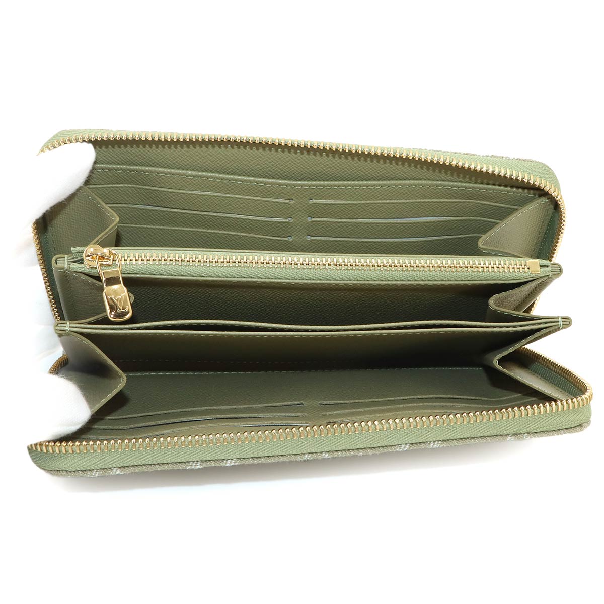 Monogram Denim Zippy Wallet Washed Gray M13214