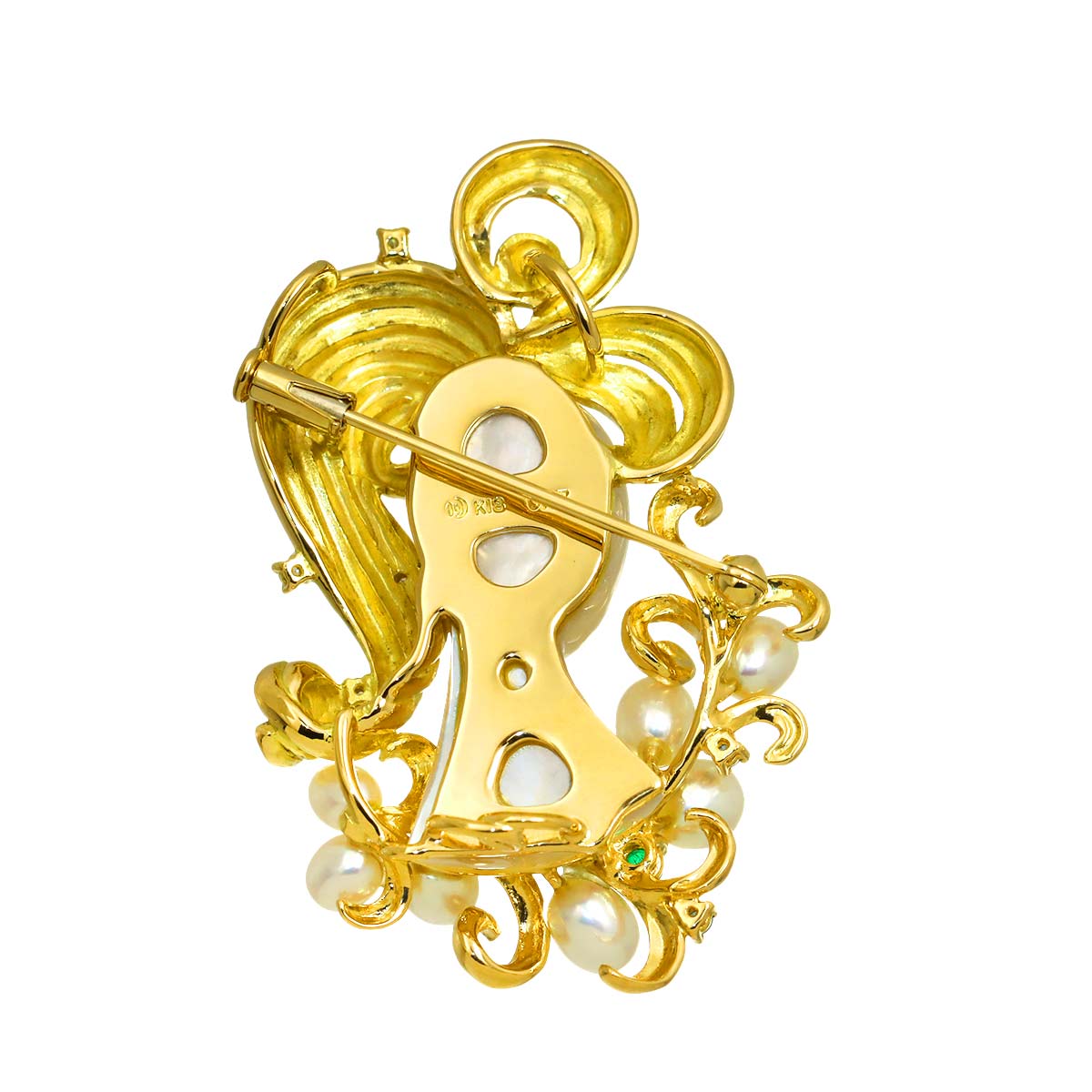 Multi stone Diamond 0.17ct Brooch 18K YG 750