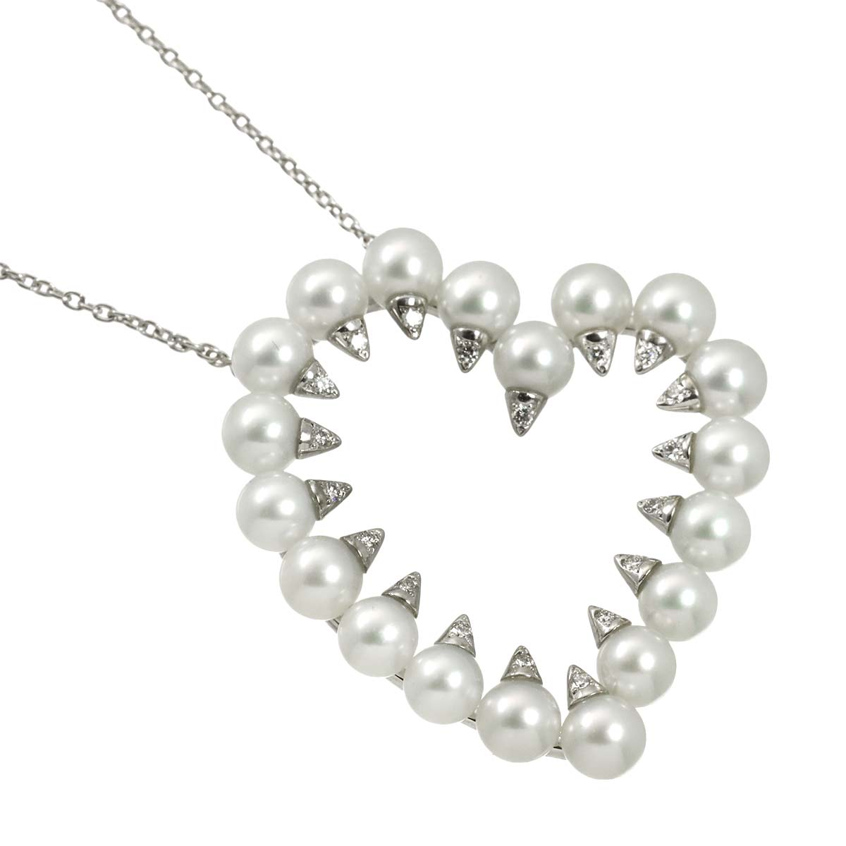 Danger Heart Baby pearl Necklace 18K WG 750