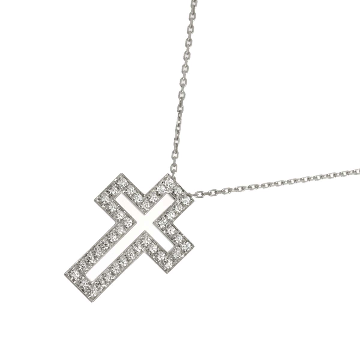 Cross Diamond Necklace 18K WG 750