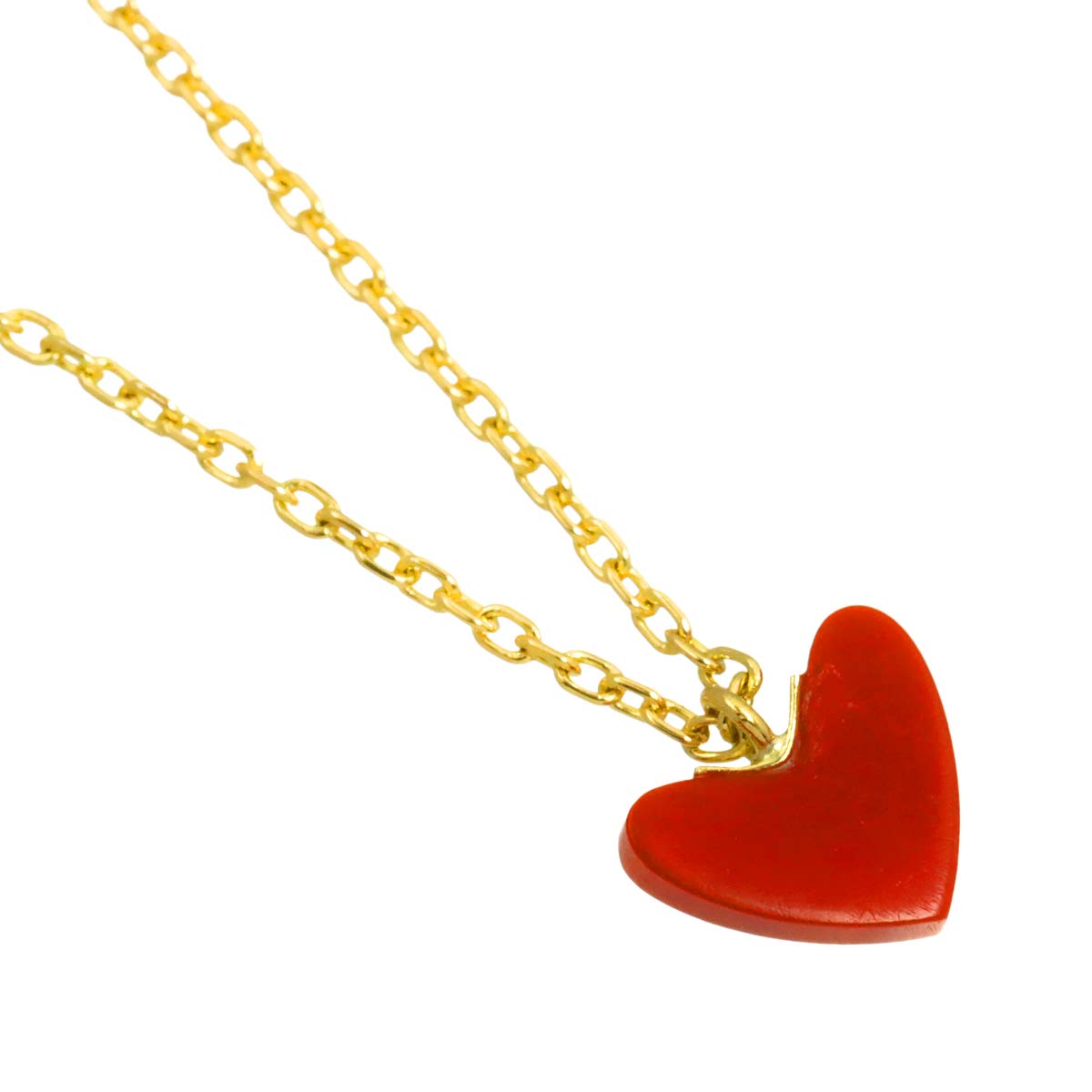 Carnelian Heart Necklace 18K Yellow Gold 750