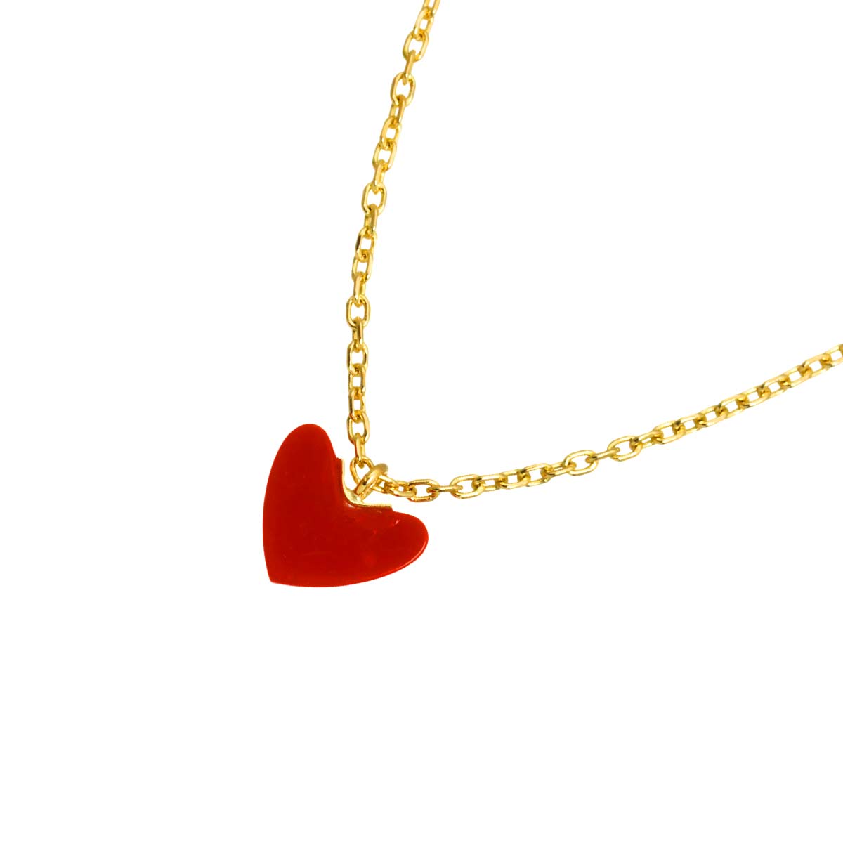 Carnelian Heart Necklace 18K Yellow Gold 750