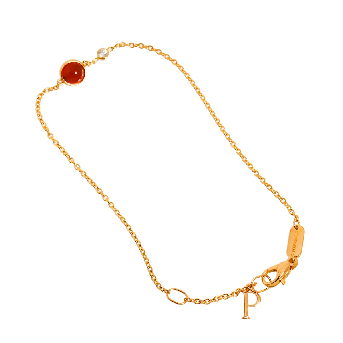 Carnelian Diamond Bracelet 18K PG 750