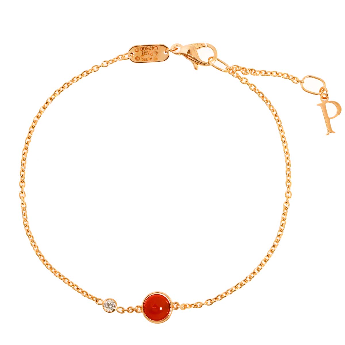 Carnelian Diamond Bracelet 18K PG 750