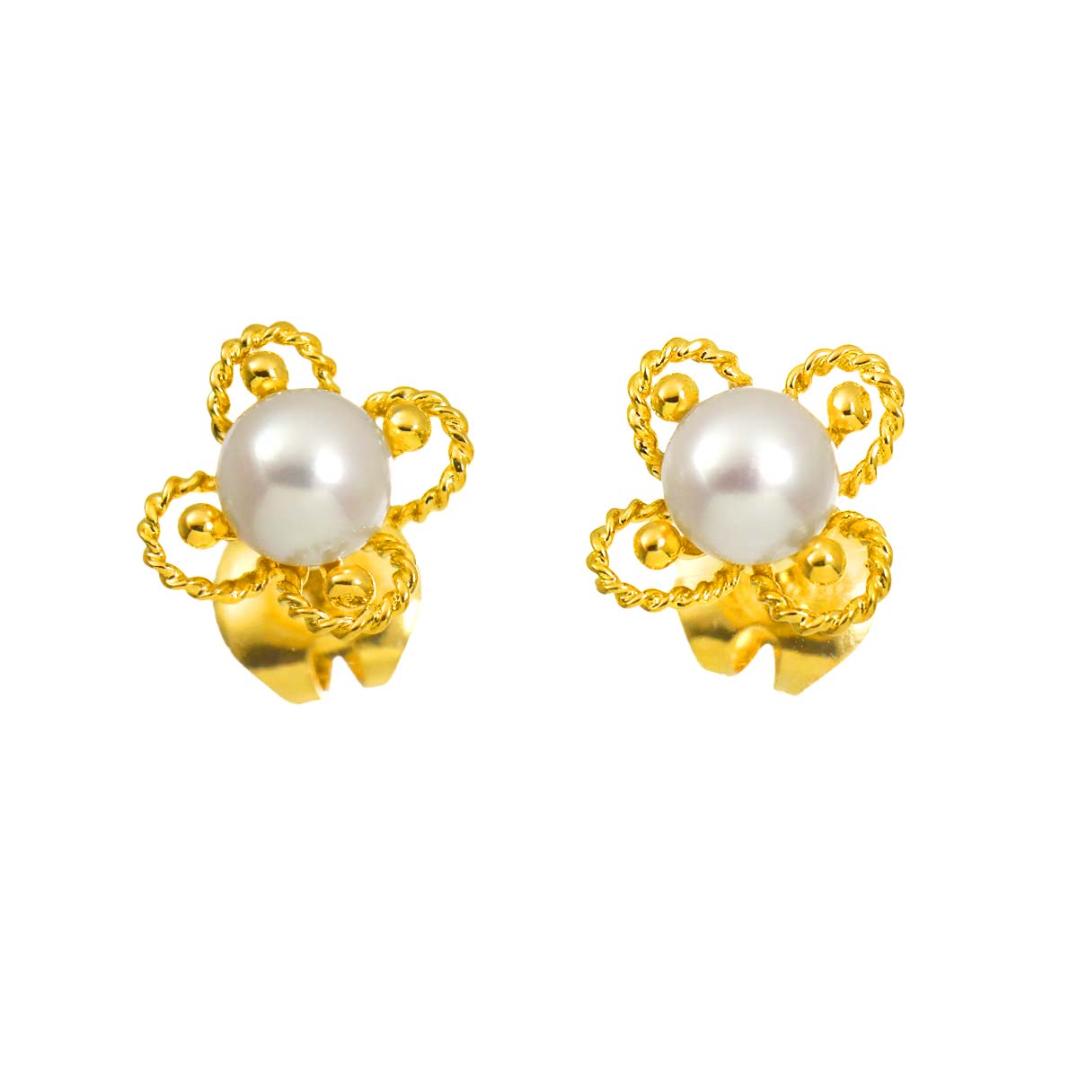 Akoya Pearl 5.4mm Earrings Pierced 18K YG 750
