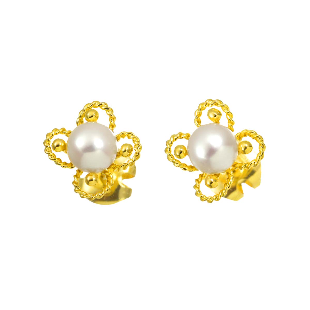Akoya Pearl 5.4mm Earrings Pierced 18K YG 750