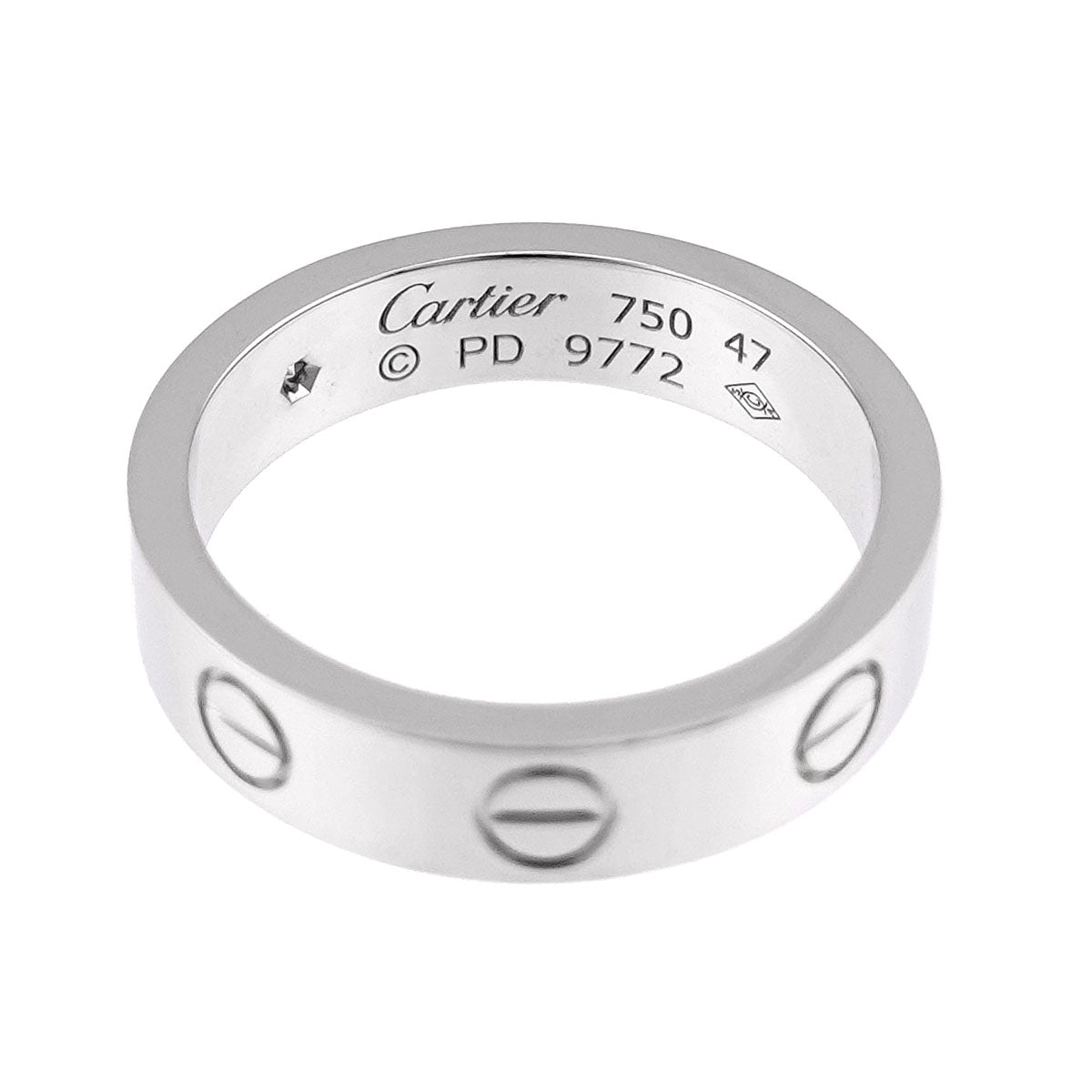 Mini Love Diamond Ring 18K White Gold 750 size47 4(US)