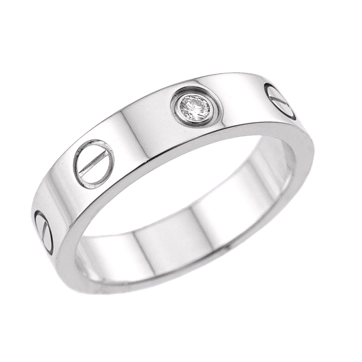 Mini Love Diamond Ring 18K White Gold 750 size47 4(US)