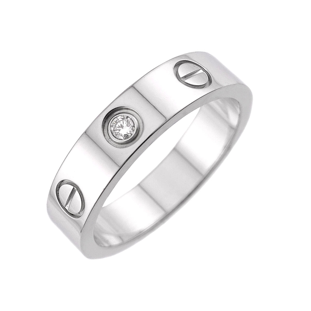 Mini Love Diamond Ring 18K White Gold 750 size47 4(US)