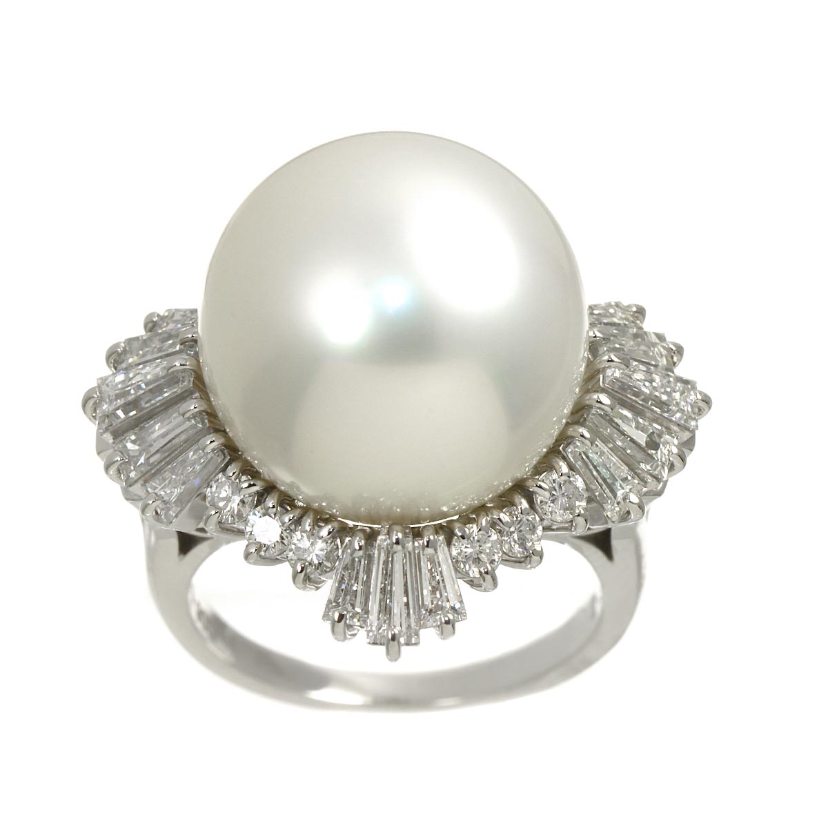 South Sea pearl 15.5mm Diamond 2.08ct Ring Pt size6.25-6.5(US)