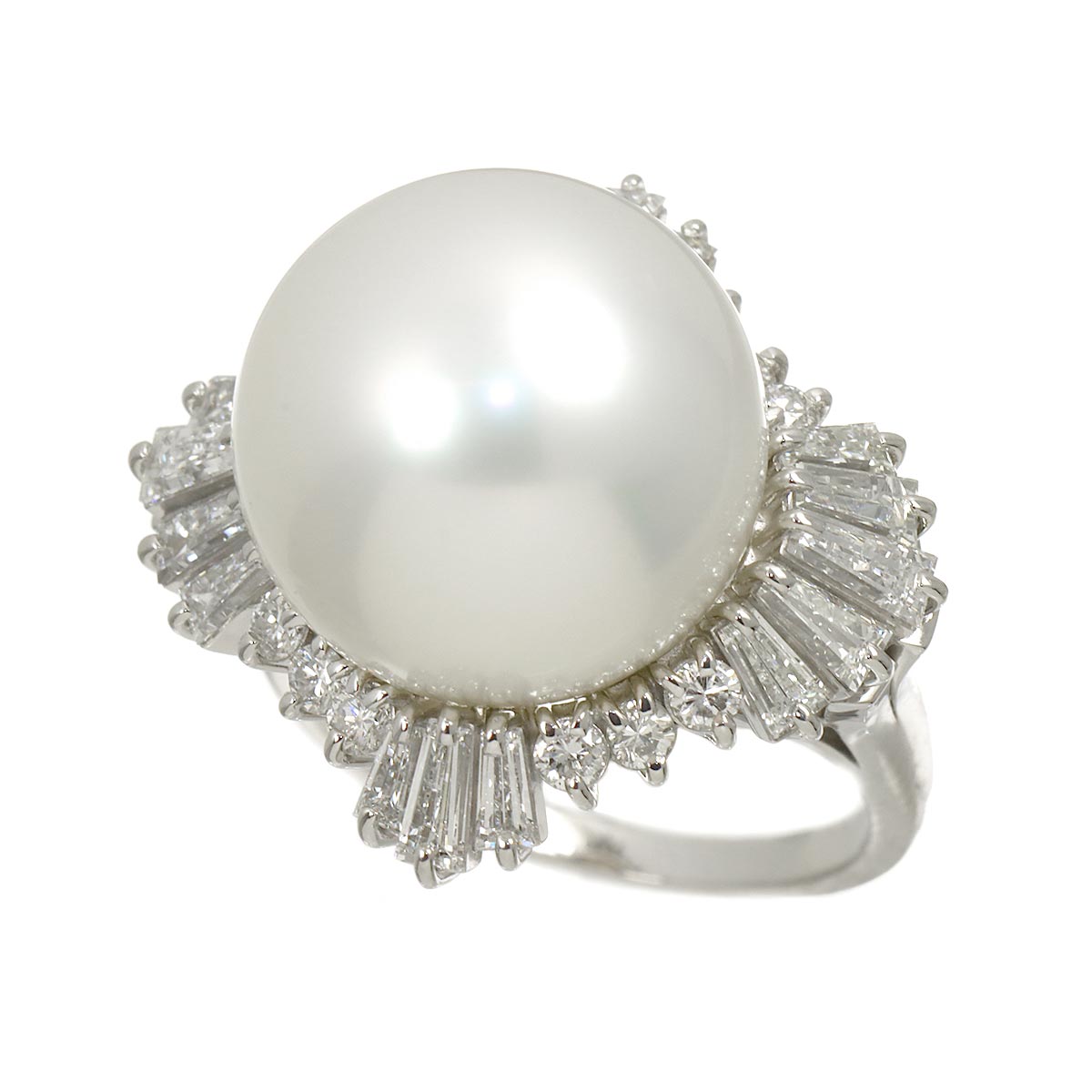 South Sea pearl 15.5mm Diamond 2.08ct Ring Pt size6.25-6.5(US)