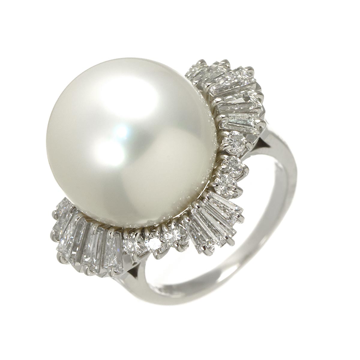 South Sea pearl 15.5mm Diamond 2.08ct Ring Pt size6.25-6.5(US)