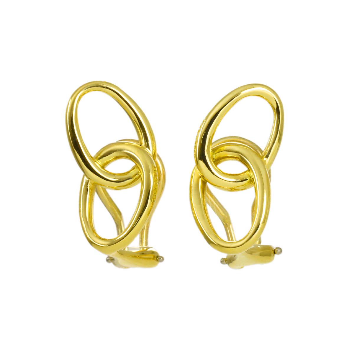 Double loop Earrings Clip on 18K Yellow Gold 750