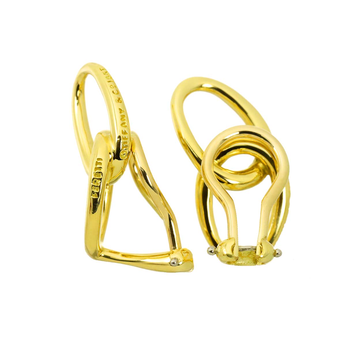 Double loop Earrings Clip on 18K Yellow Gold 750