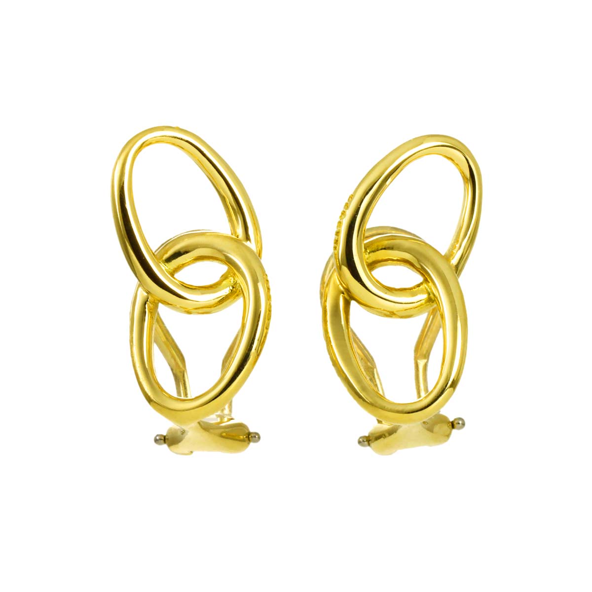 Double loop Earrings Clip on 18K Yellow Gold 750