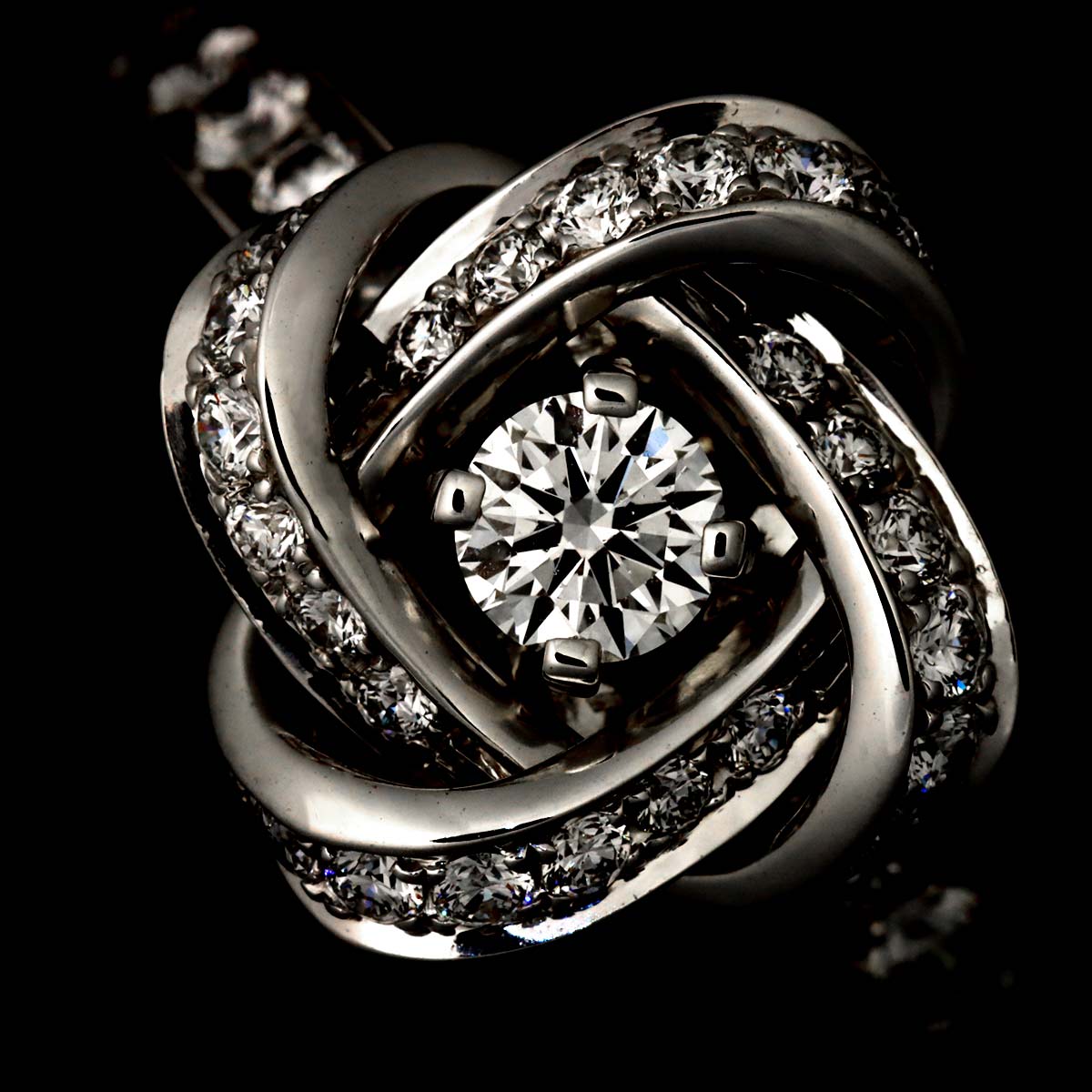 Diamond Ring 18K WG 750 Size48 4.5(US)