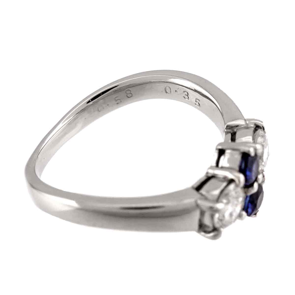 Sapphire Diamond Ring Pt Size5.75-6(US)