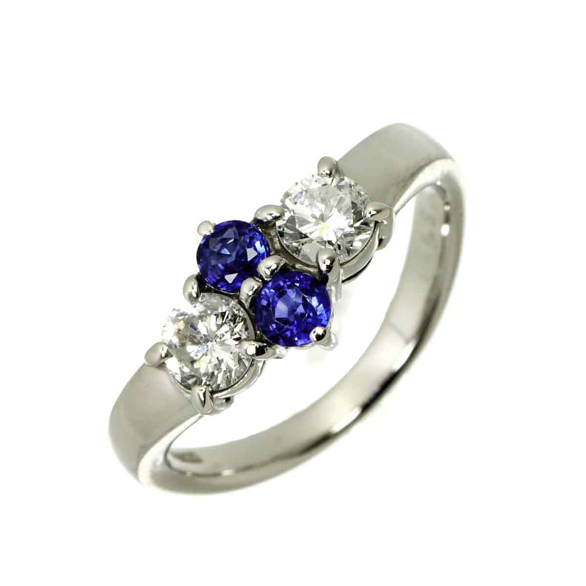 Sapphire Diamond Ring Pt Size5.75-6(US)
