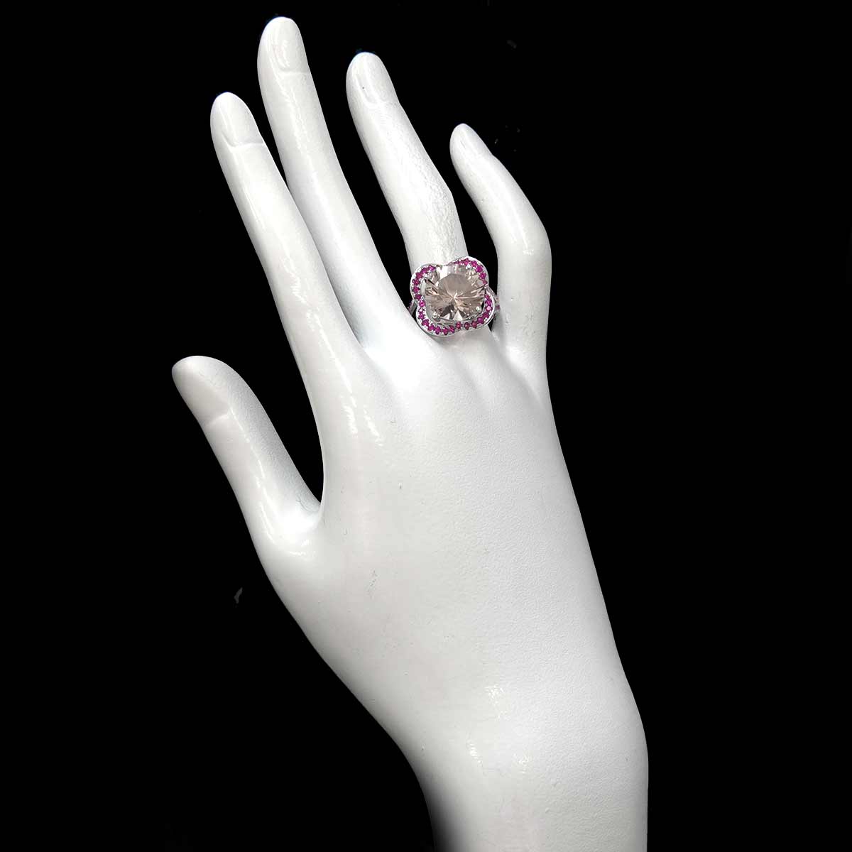 Morganite Sapphire Ring 18K WG 750 size7.5(US)
