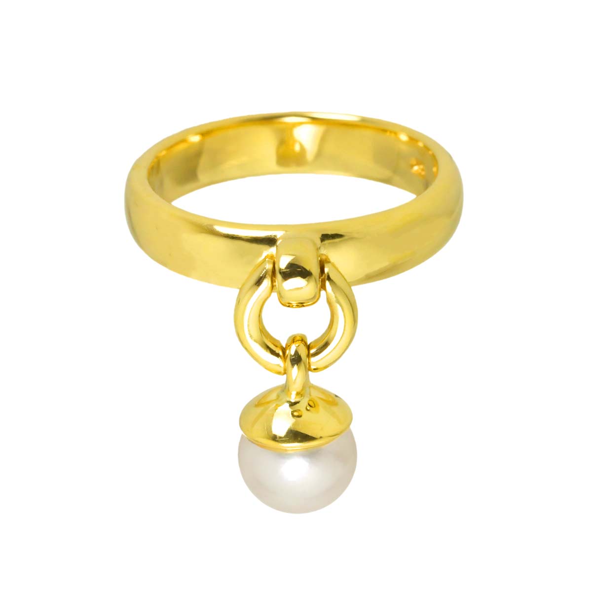 Door knock Akoya Pearl Ring 18K YG 750 Size5.25(US)