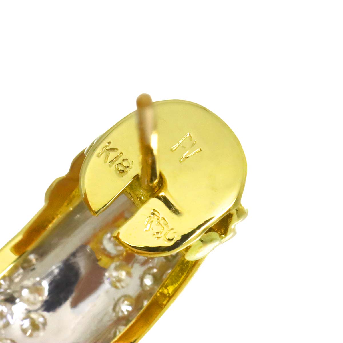 Diamond 0.93ct Earrings Pierced 18K YG WG 750