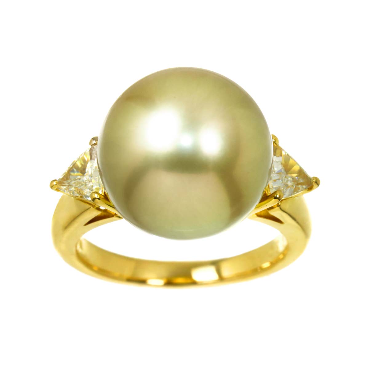 South Sea pearl 13.6mm Diamond 0.52ct Ring 18K YG 750 size 6(US)