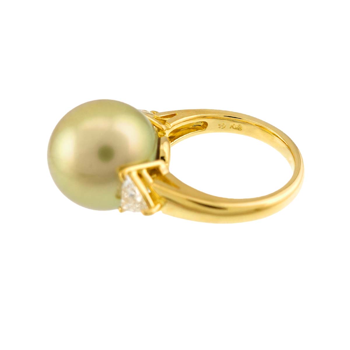 South Sea pearl 13.6mm Diamond 0.52ct Ring 18K YG 750 size 6(US)
