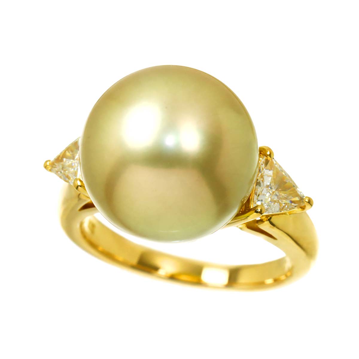 South Sea pearl 13.6mm Diamond 0.52ct Ring 18K YG 750 size 6(US)