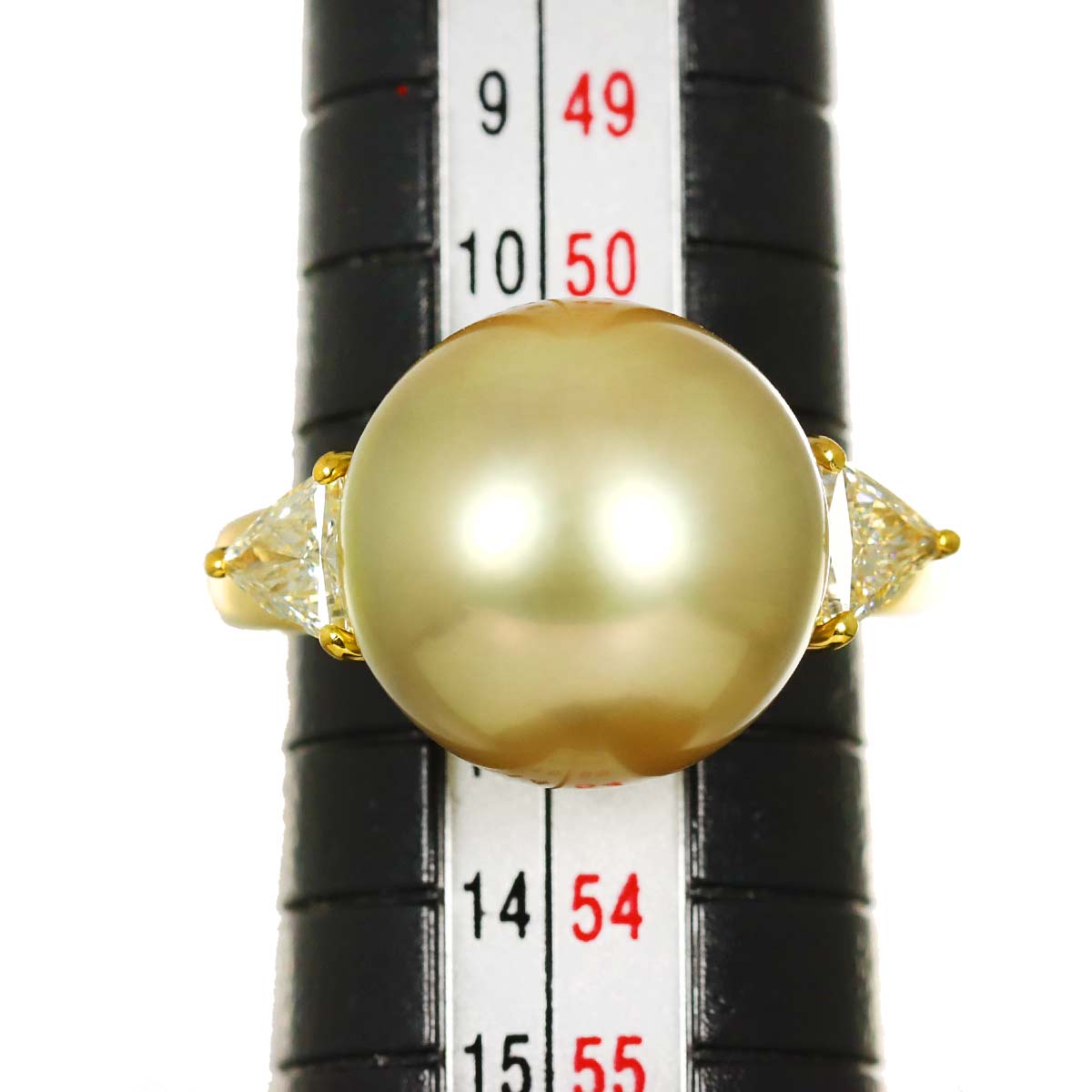 South Sea pearl 13.6mm Diamond 0.52ct Ring 18K YG 750 size 6(US)