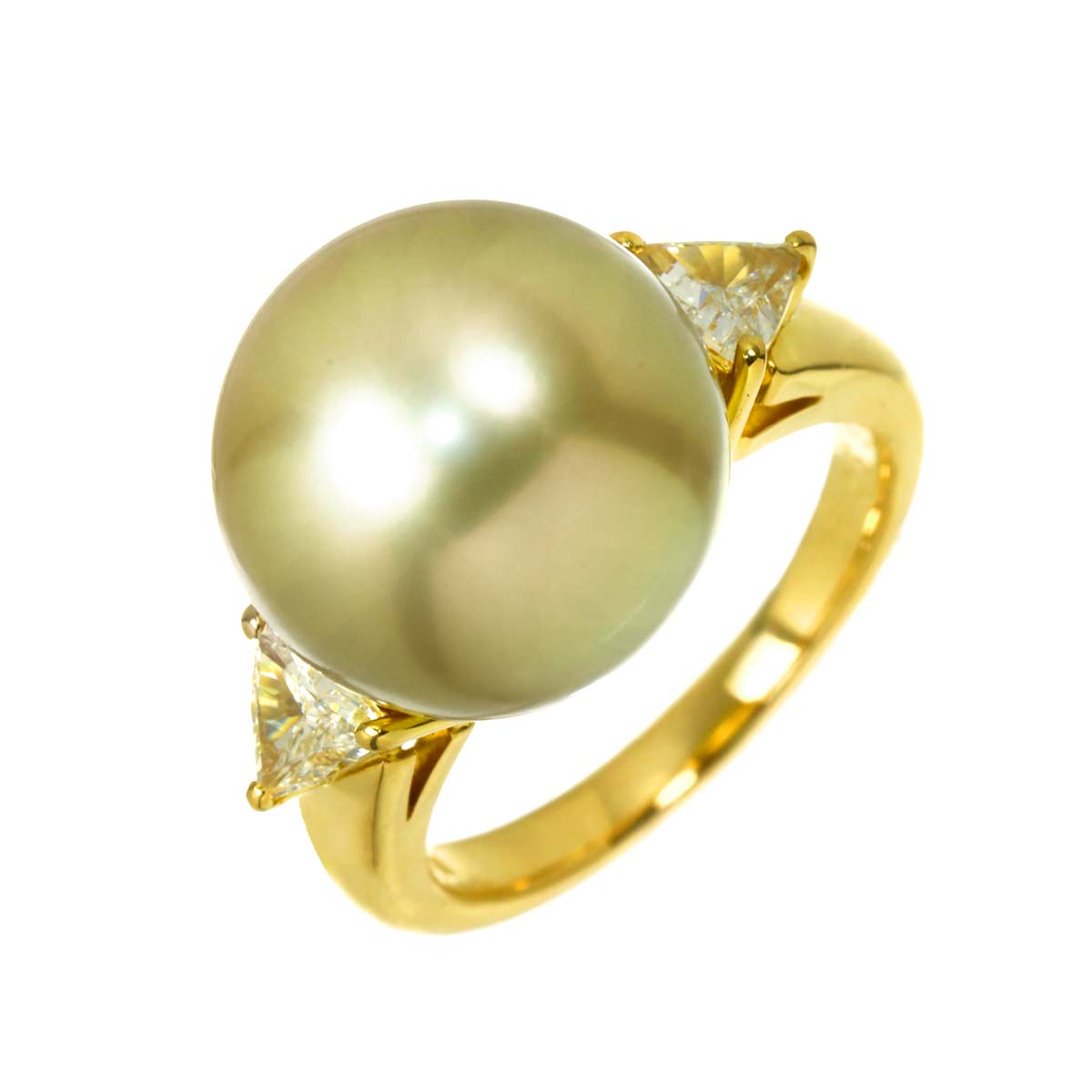 South Sea pearl 13.6mm Diamond 0.52ct Ring 18K YG 750 size 6(US)