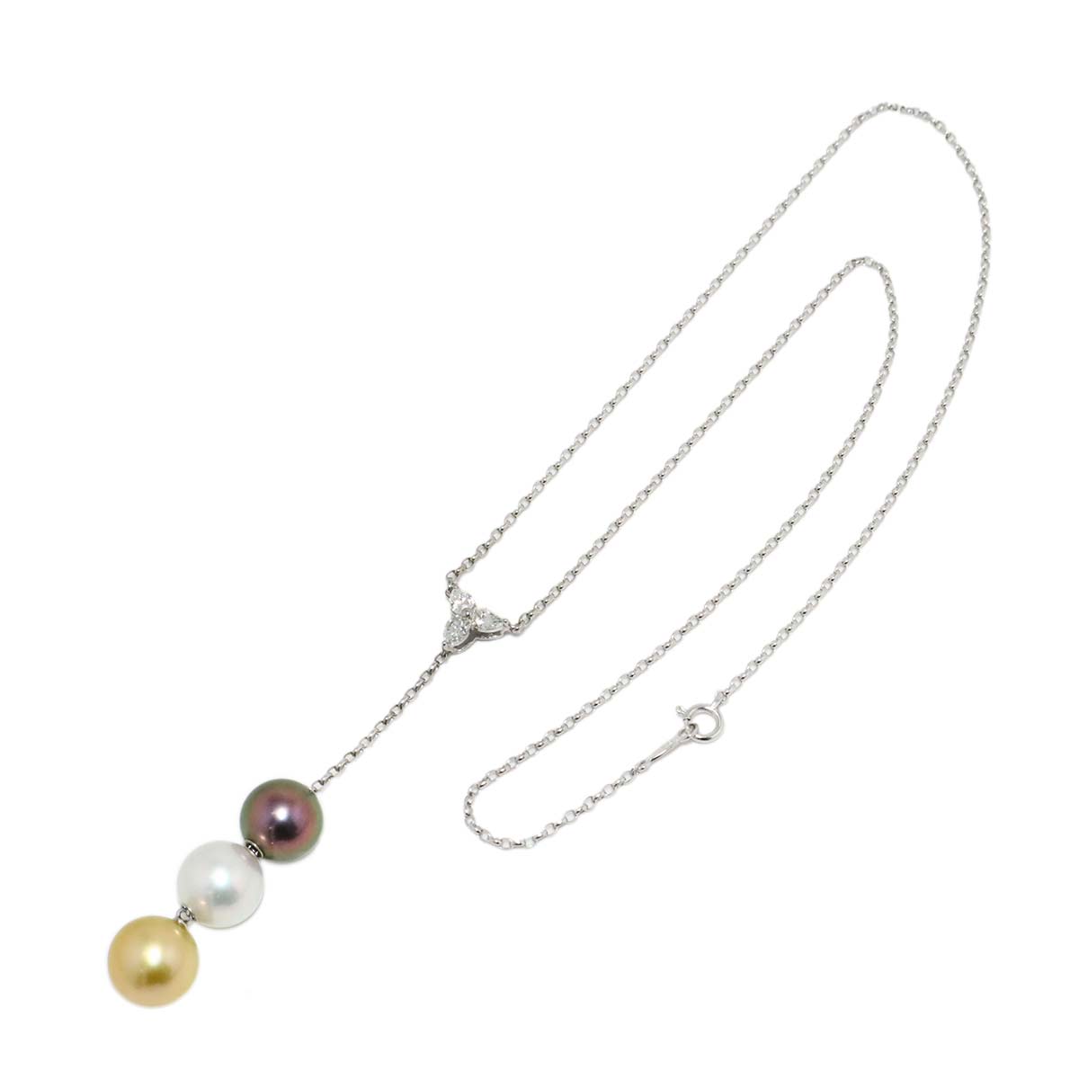 South Sea pearl 10.7-9.9mm Diamond Necklace 18K White Gold 750